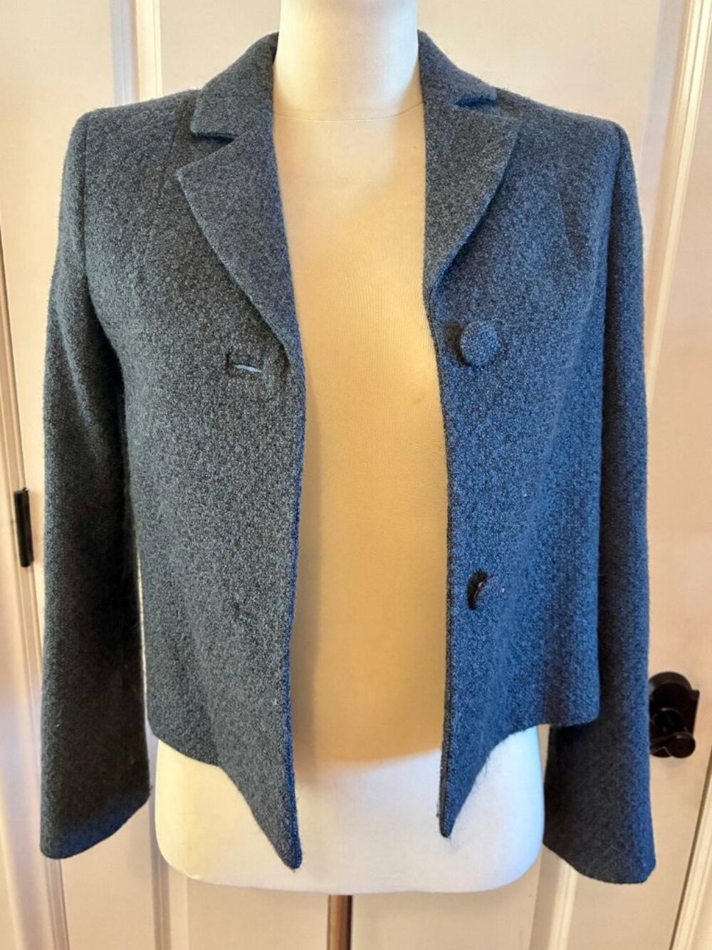 Vintage High-End Designer Italian Virgin Wool Coat, Circa 1980, Size 40, No Tag
